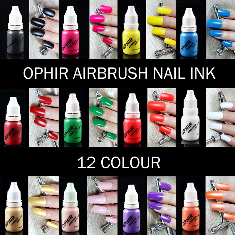 OPHIR 12 Colors Airbrush Nail Art Inks