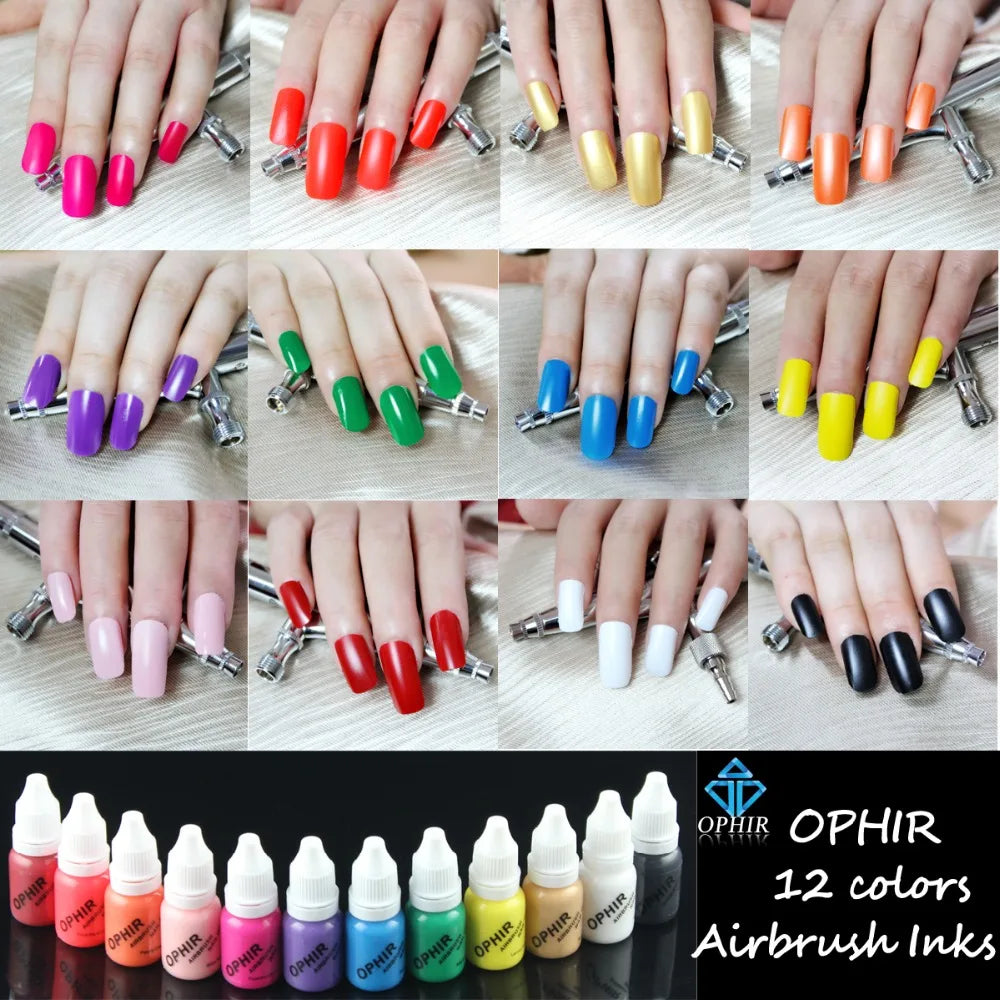 OPHIR 12 Colors Airbrush Nail Art Inks