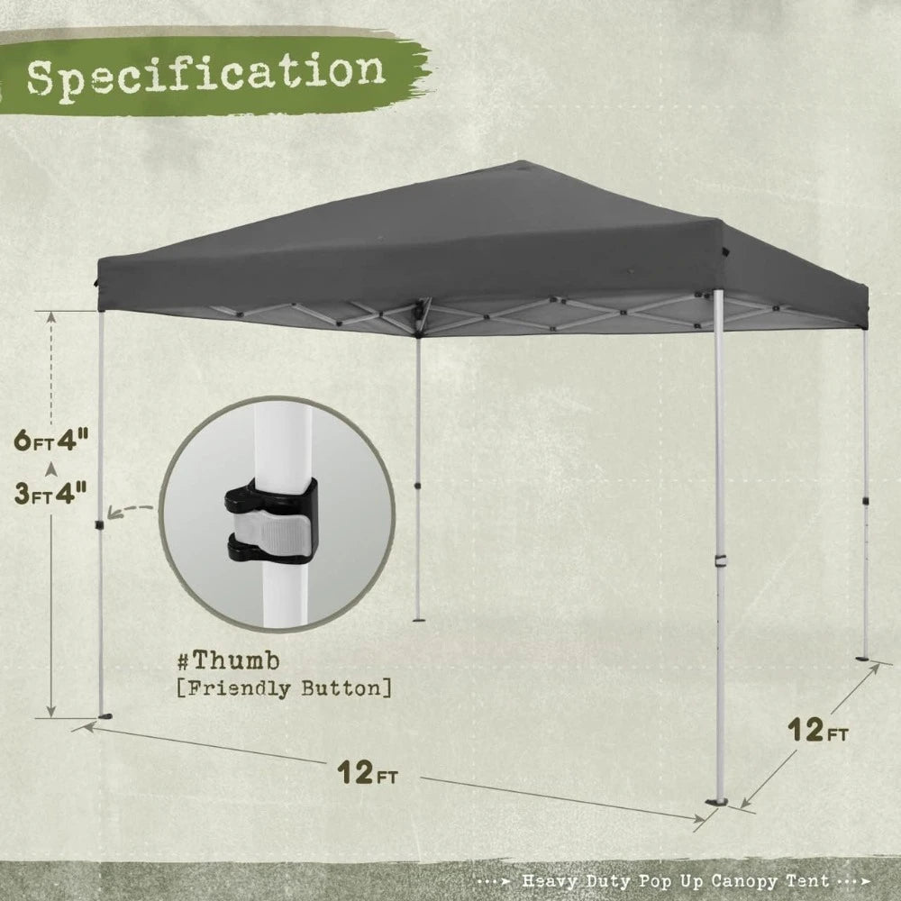 12ft x 12ft One-Push Pop Up Outdoor Canopy Tent.