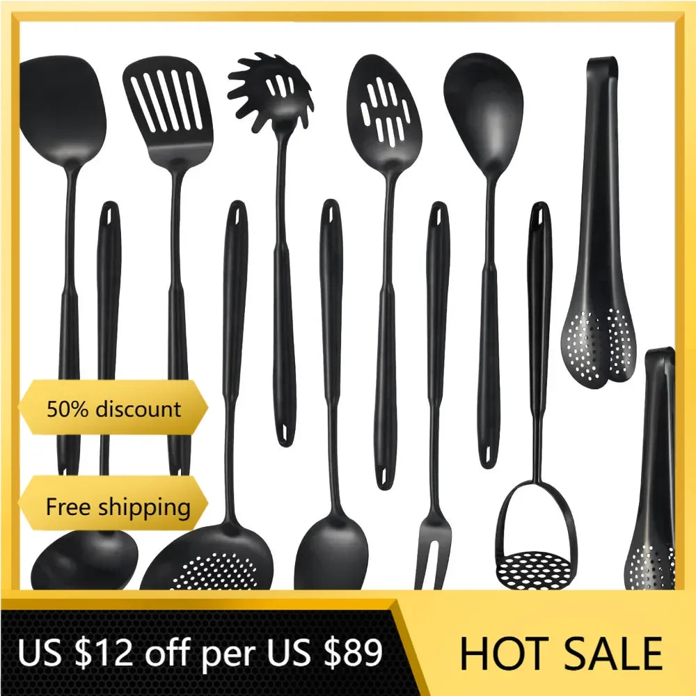 12 Pcs Long Metal Cooking Utensil Set