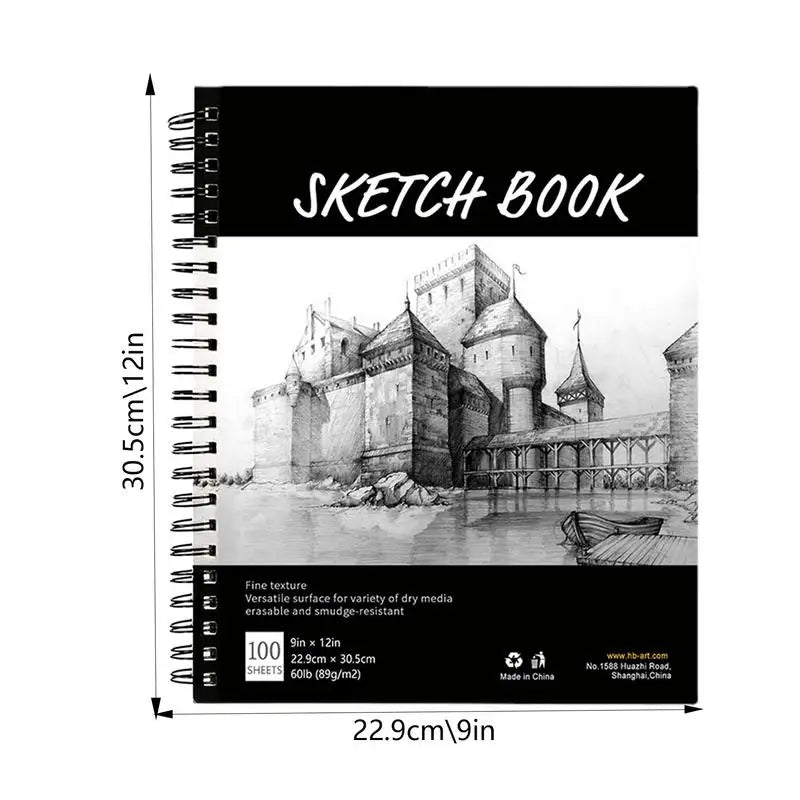 Drawing Book 9x12inch Sketching Beginners-Friendly Notebook