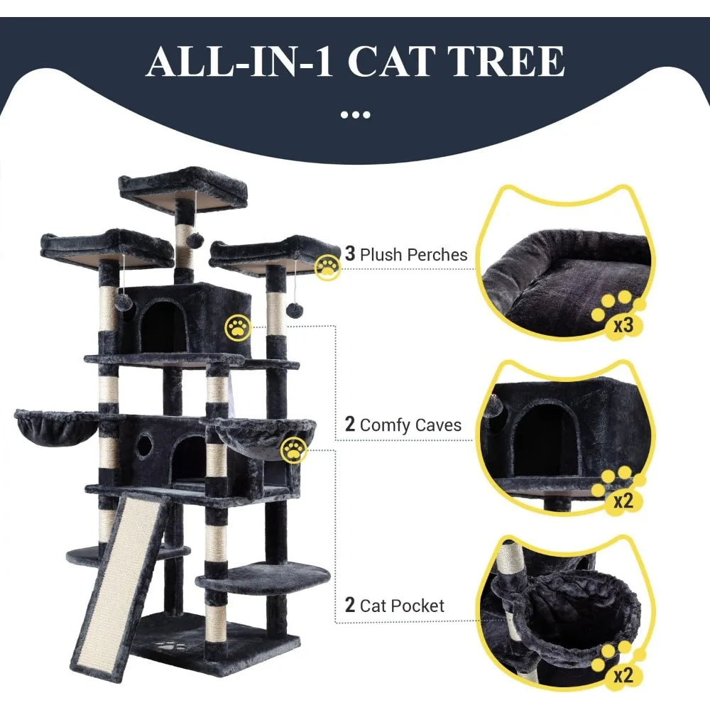 68 Inches Cat Tree House With Condo