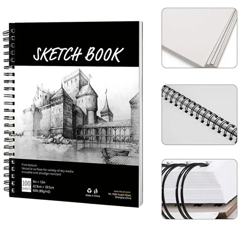 Drawing Book 9x12inch Sketching Beginners-Friendly Notebook