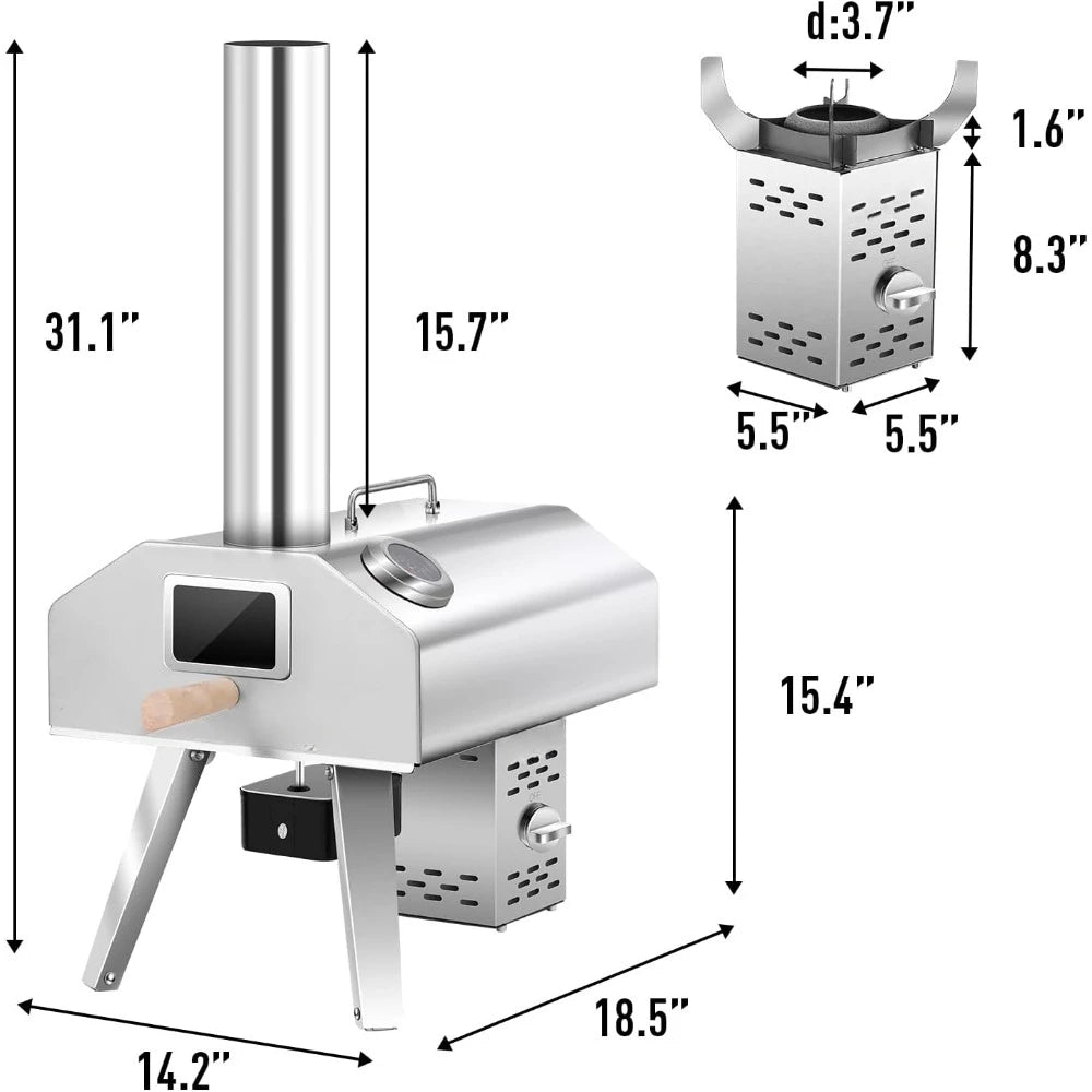 2-in-1 Outdoor Pizza Oven,12" Propane