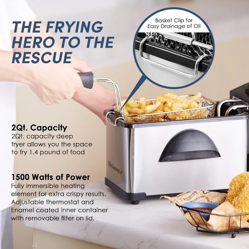 Electric Immersion Deep Fryer Removable Basket