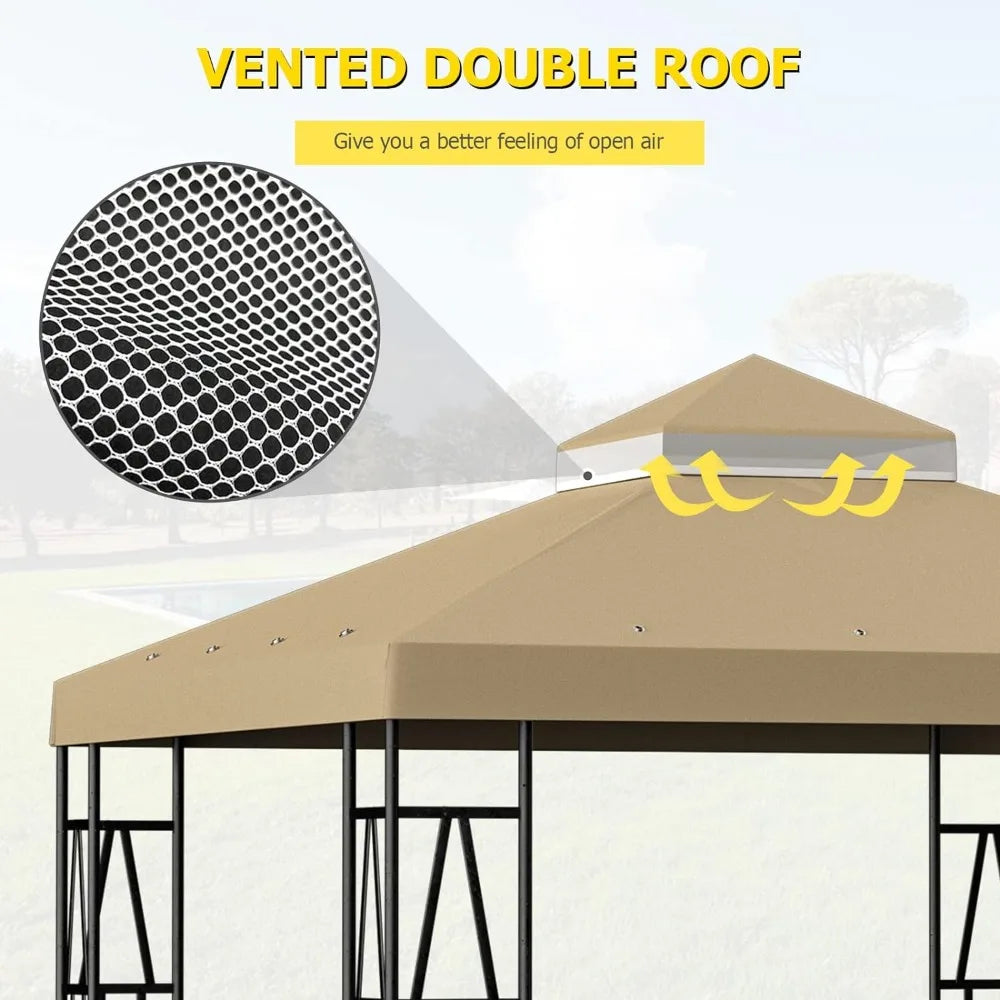 10'x10' Replacement Canopy Top Cover for Gazebo