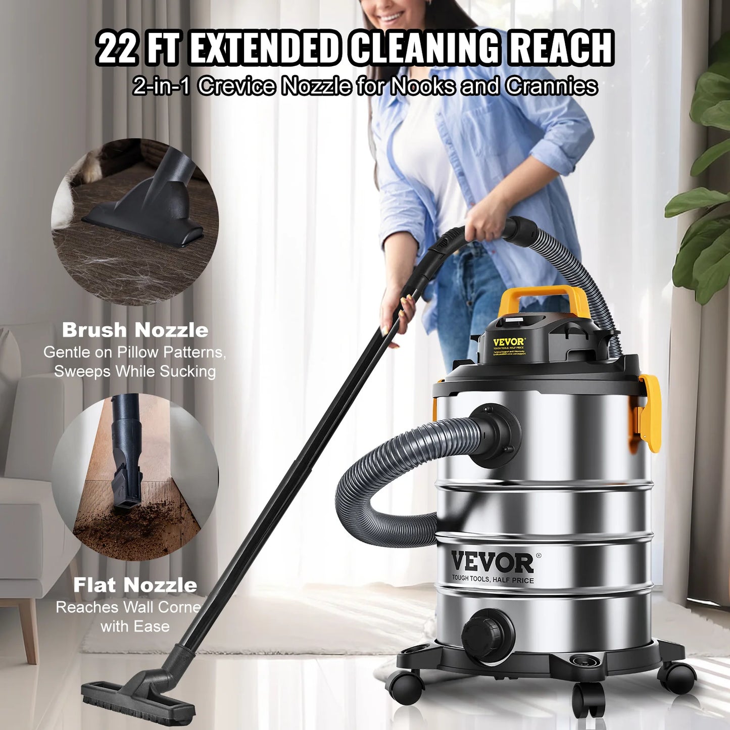 VEVOR Stainless Steel Wet Dry Shop Vac