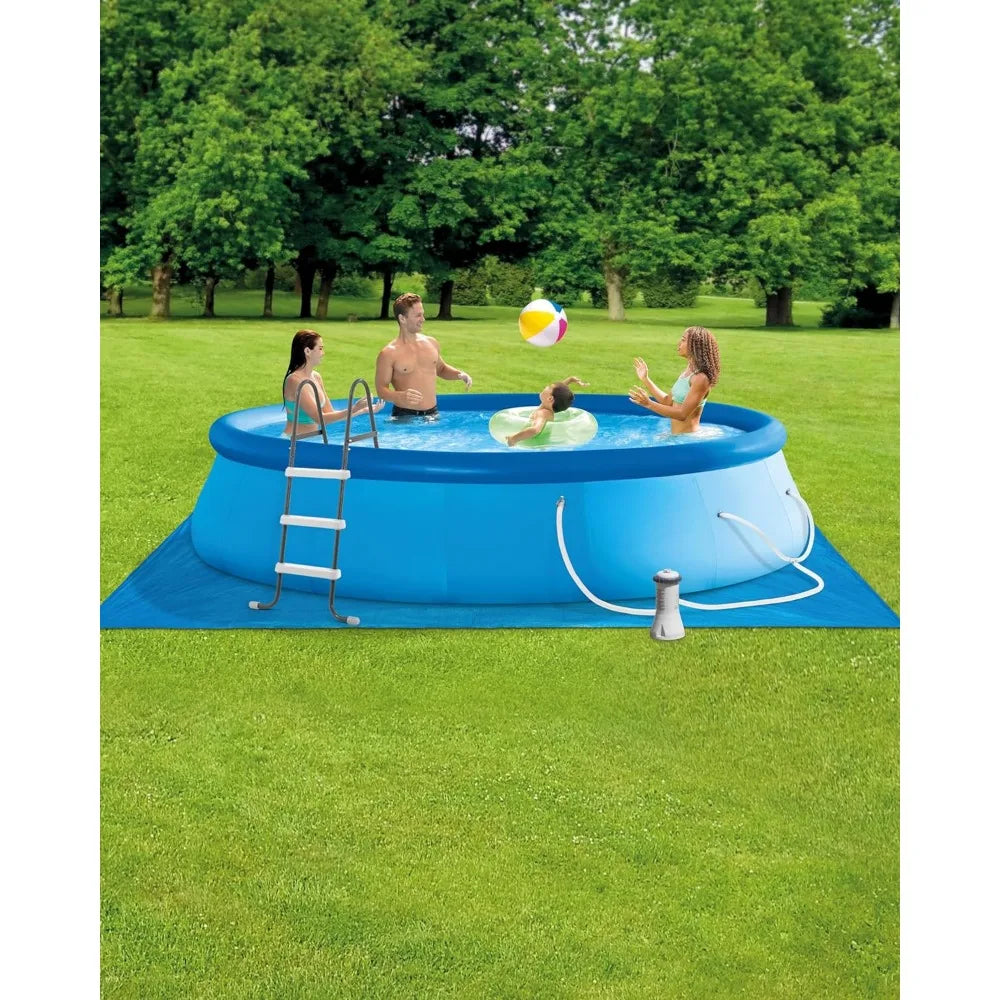 Easy Set 15 Foot Round Inflatable Outdoor Backyard Pool.