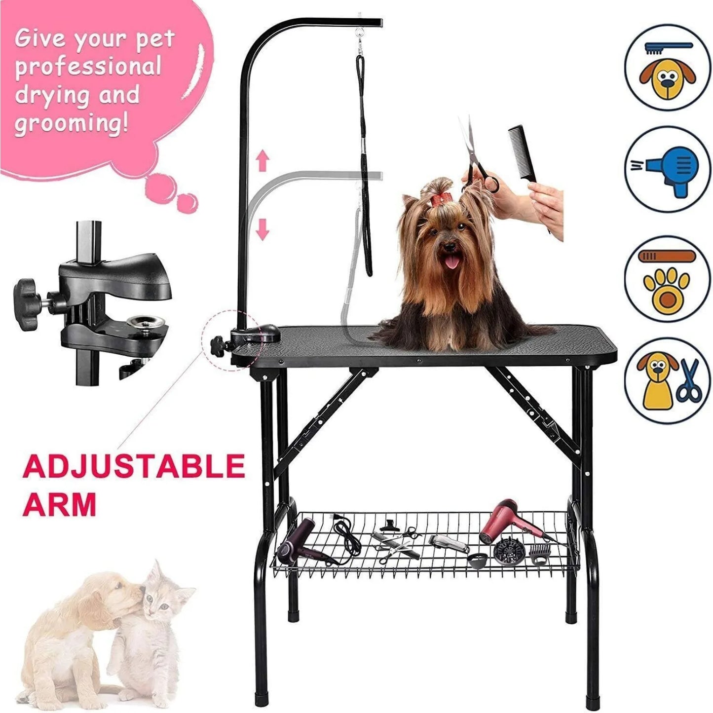 US 32"/36in./46in Dog Grooming Table Adjustable Pet Cat Grooming Table.