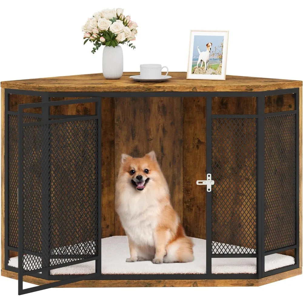 Wooden Kennels, 43.7 Inch Wooden Dog Crate End Table