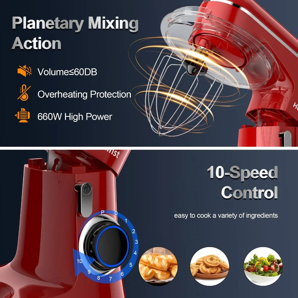 6.5QT 10-Speed 660W Tilt-Head Electric Stand Mixer