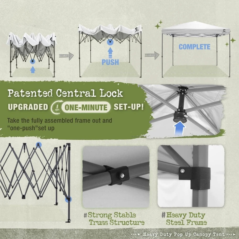 12ft x 12ft One-Push Pop Up Outdoor Canopy Tent.