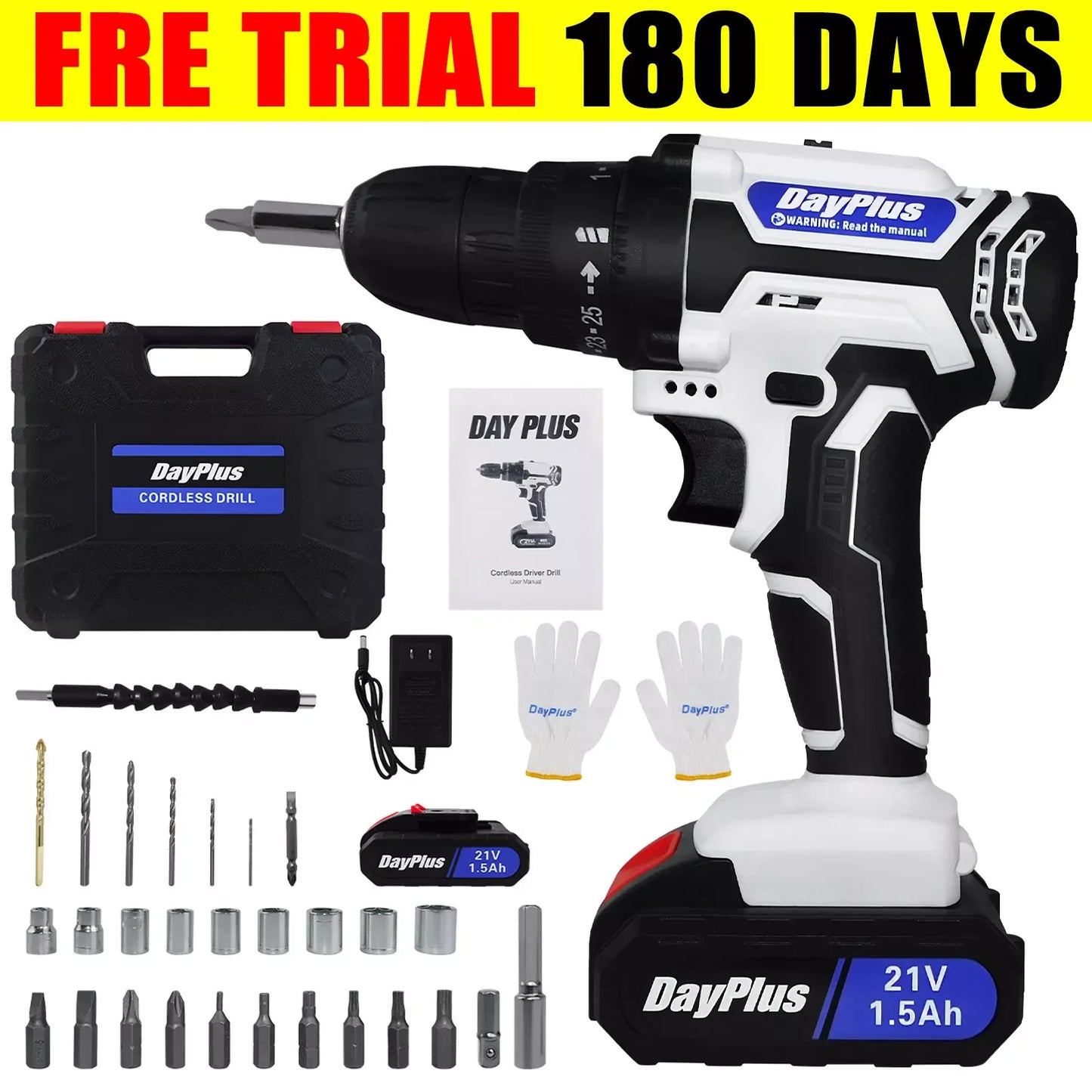 21V Portable Cordless Power Drill Set I