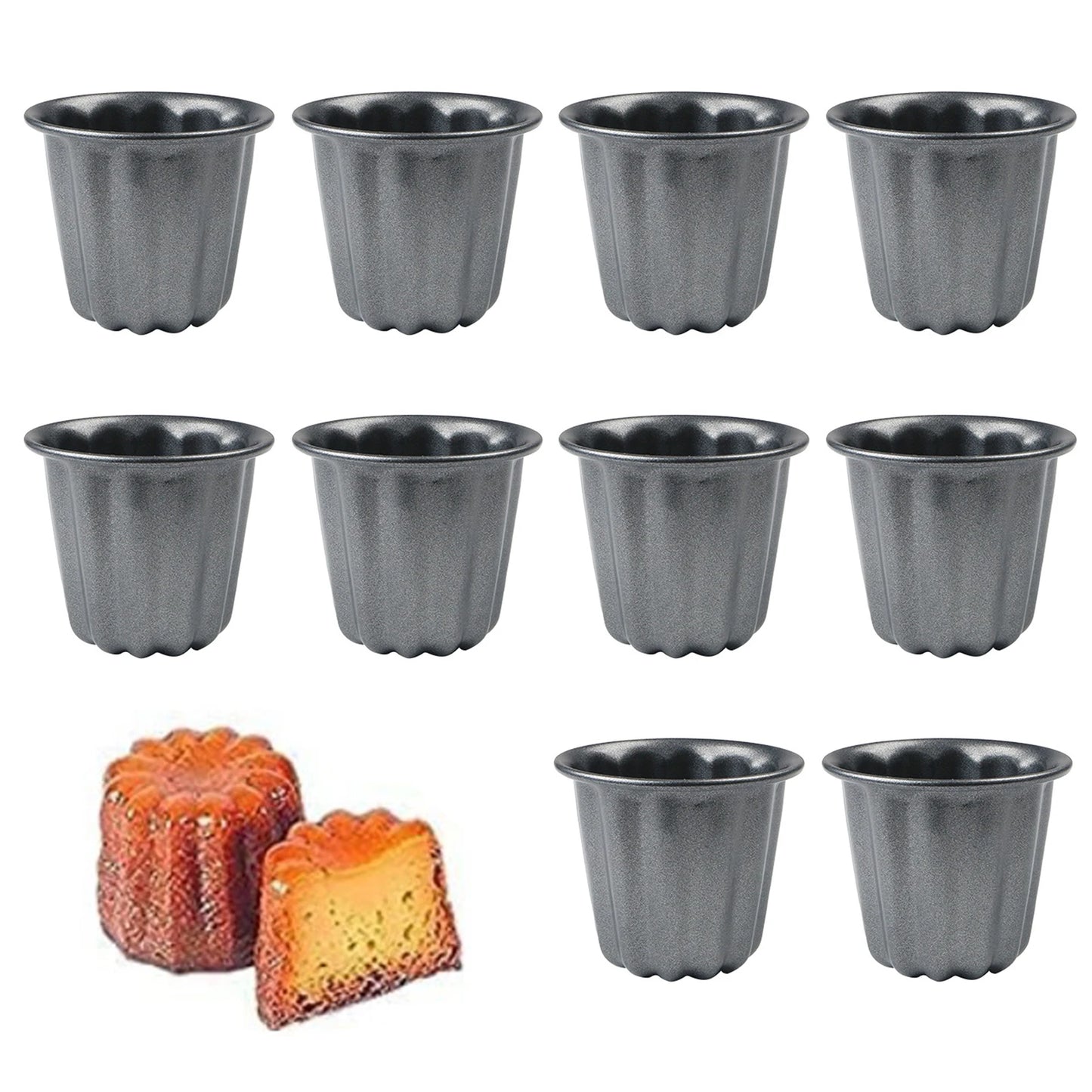 10pcs Carbon Steel Canele Baking Molds