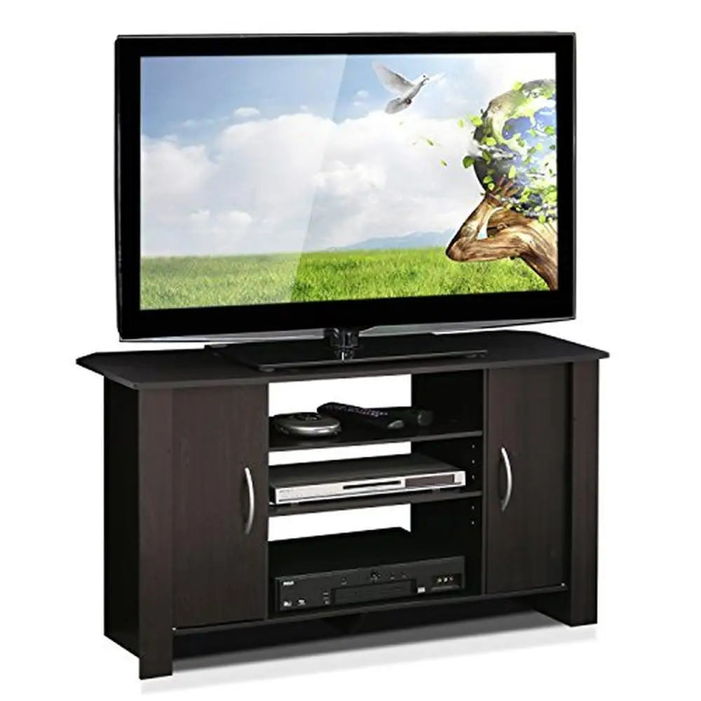 Entertainment Center TV Stand Adjustable Storage Shelves.