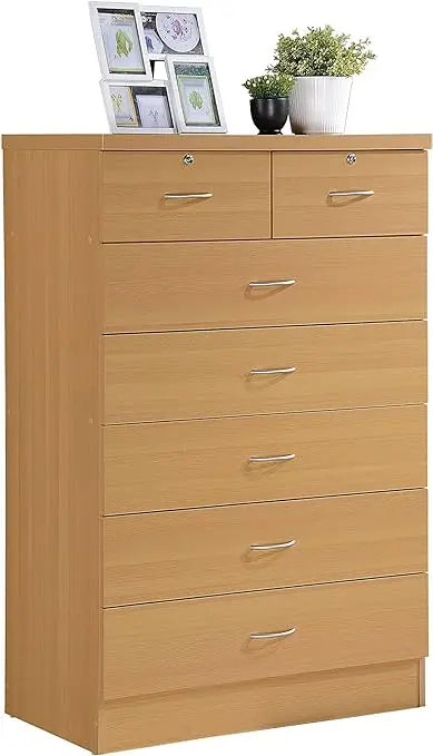 6 Drawer Dresser Rattan Dresser Modern Chest with wooden drawers