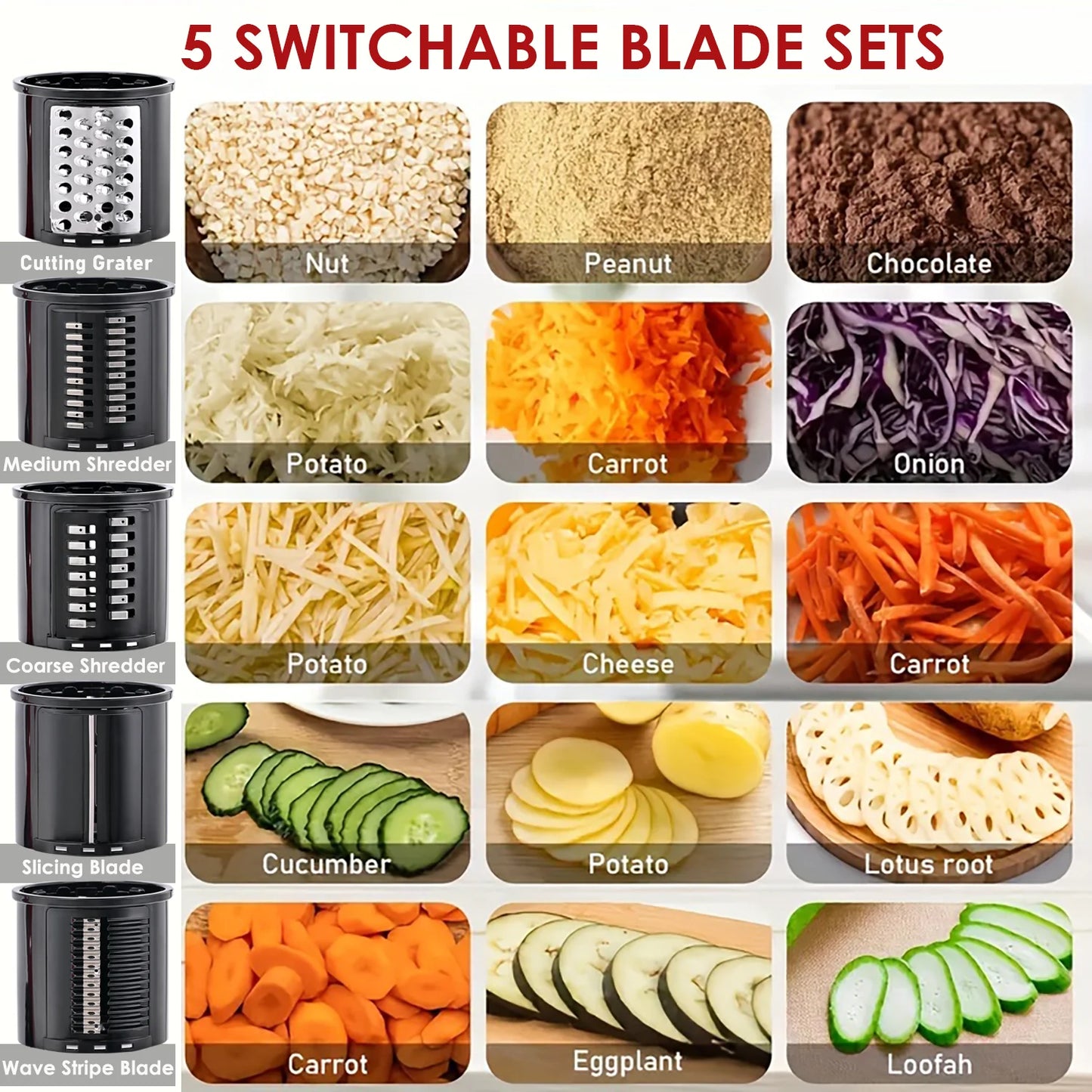 Slicer Shredder Attachment for KitchenAid Stand Mixer with 5 Blades