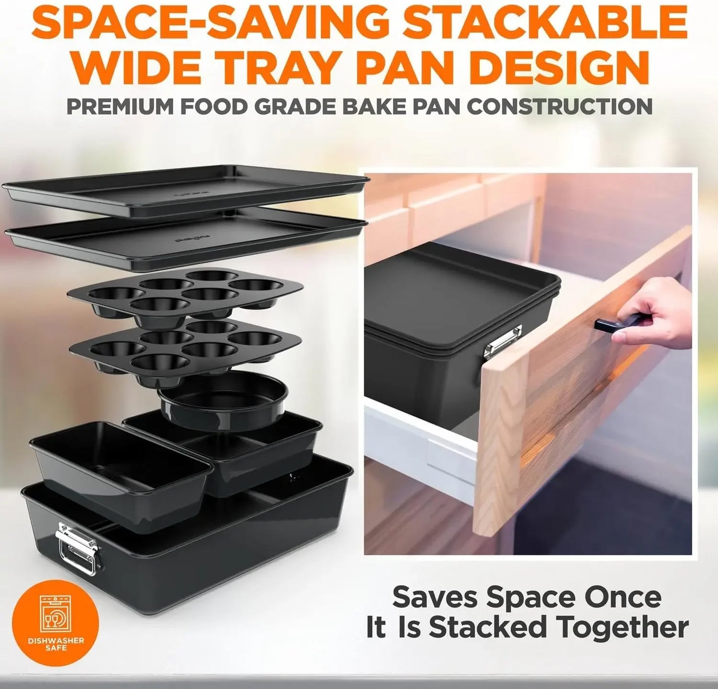 8-Piece Nonstick Stackable Bakeware Set