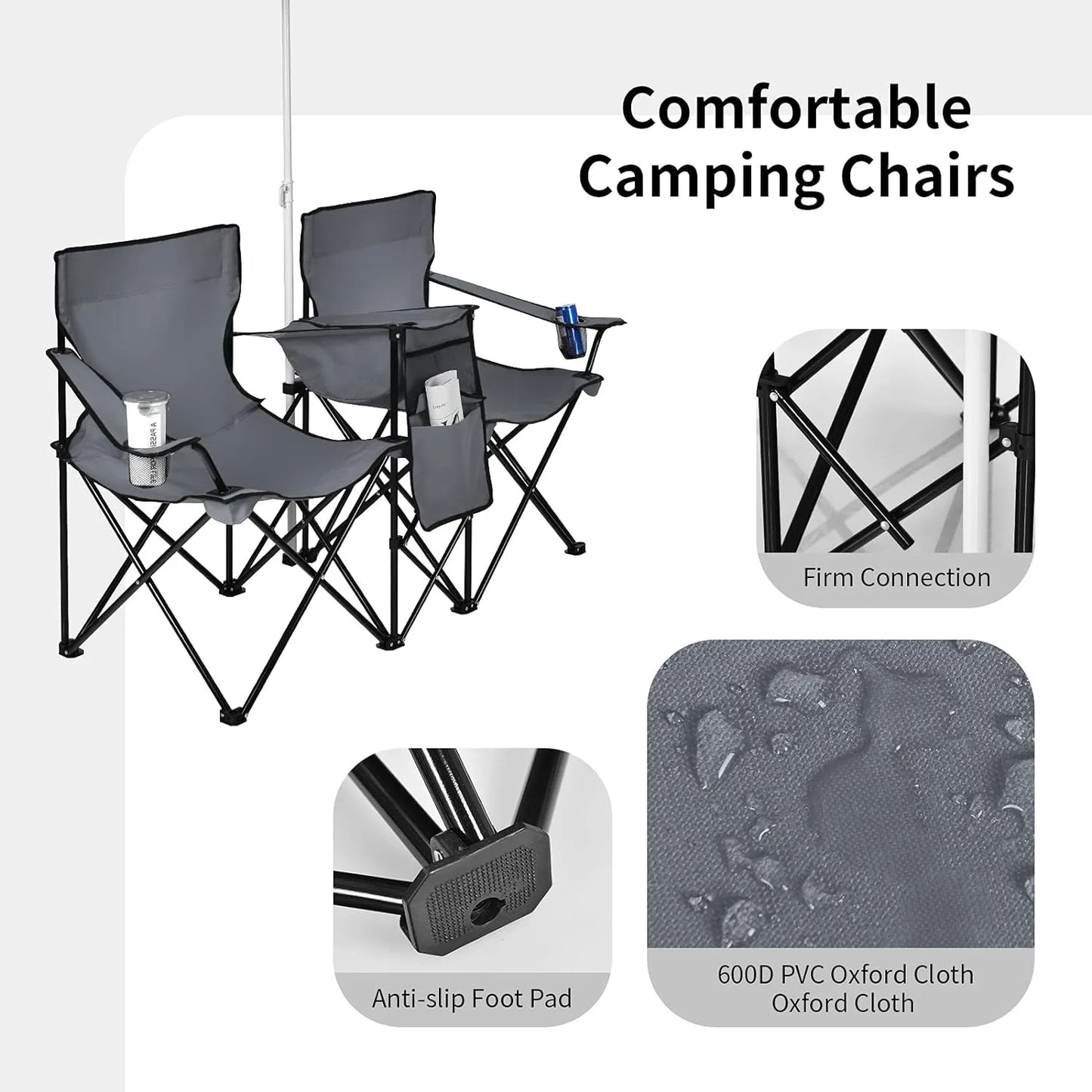 Portable Folding Picnic Chairs with Umbrella.