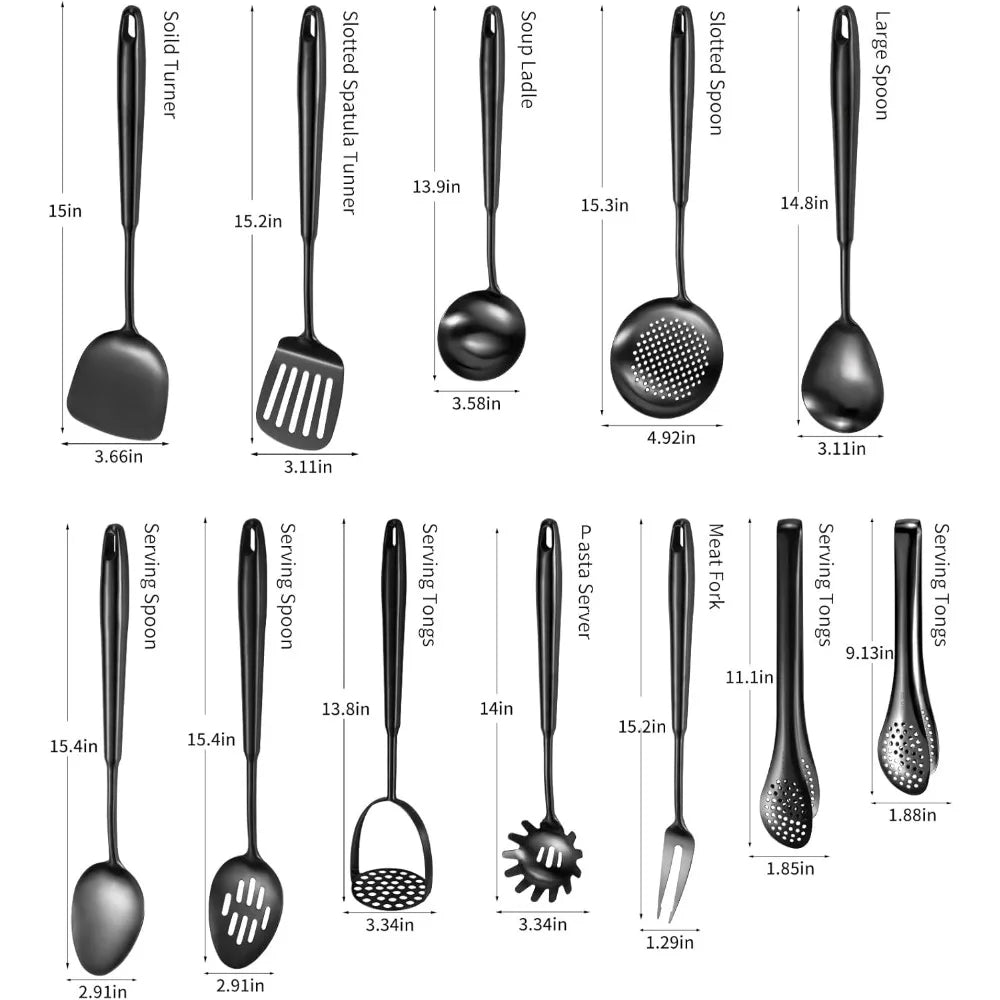 12 Pcs Long Metal Cooking Utensil Set