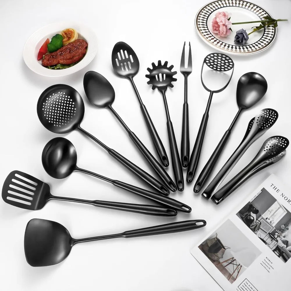 12 Pcs Long Metal Cooking Utensil Set