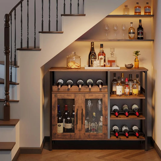 Wine Bar Rack Cabinet with Detachable Wine Rack,