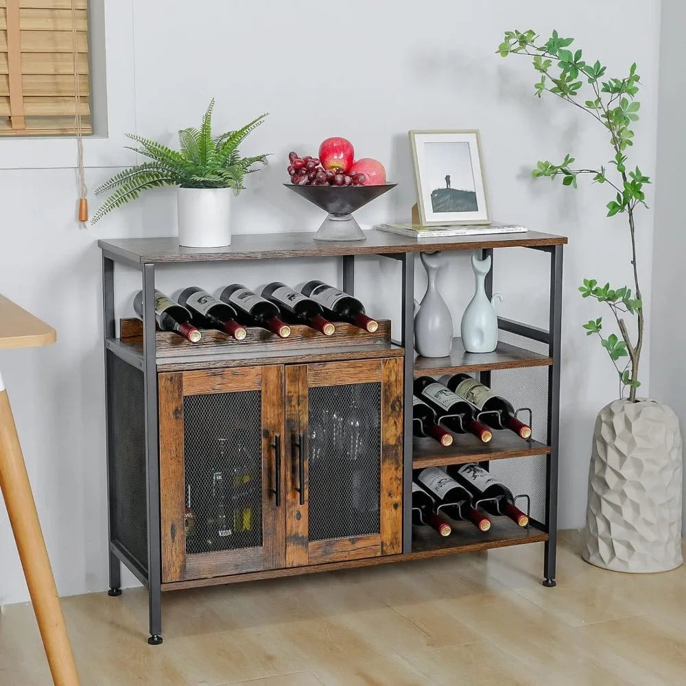 Wine Bar Rack Cabinet with Detachable Wine Rack,