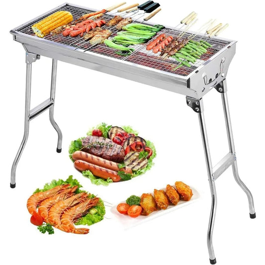 Barbecue Charcoal Grill Stainless Steel Folding Portable