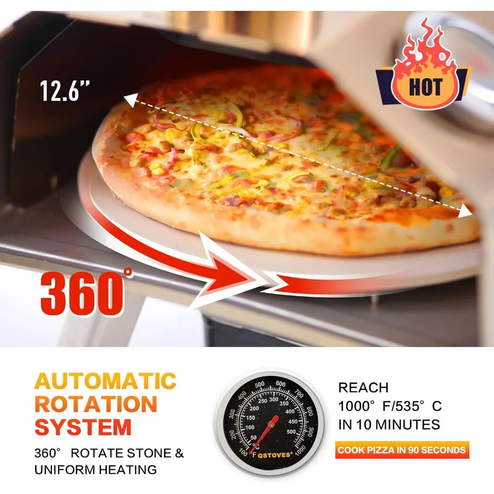 2-in-1 Outdoor Pizza Oven,12" Propane