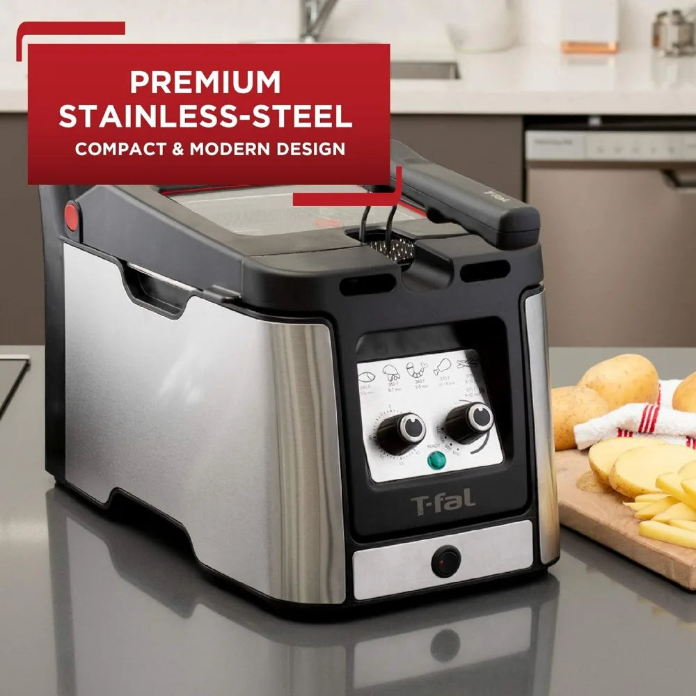 Electrics Stainless Steel Deep Fryer with Basket 3.5 Liter Oil Capacity, 2.6 Pound Food Capacity 1800 Watts Easy Clean