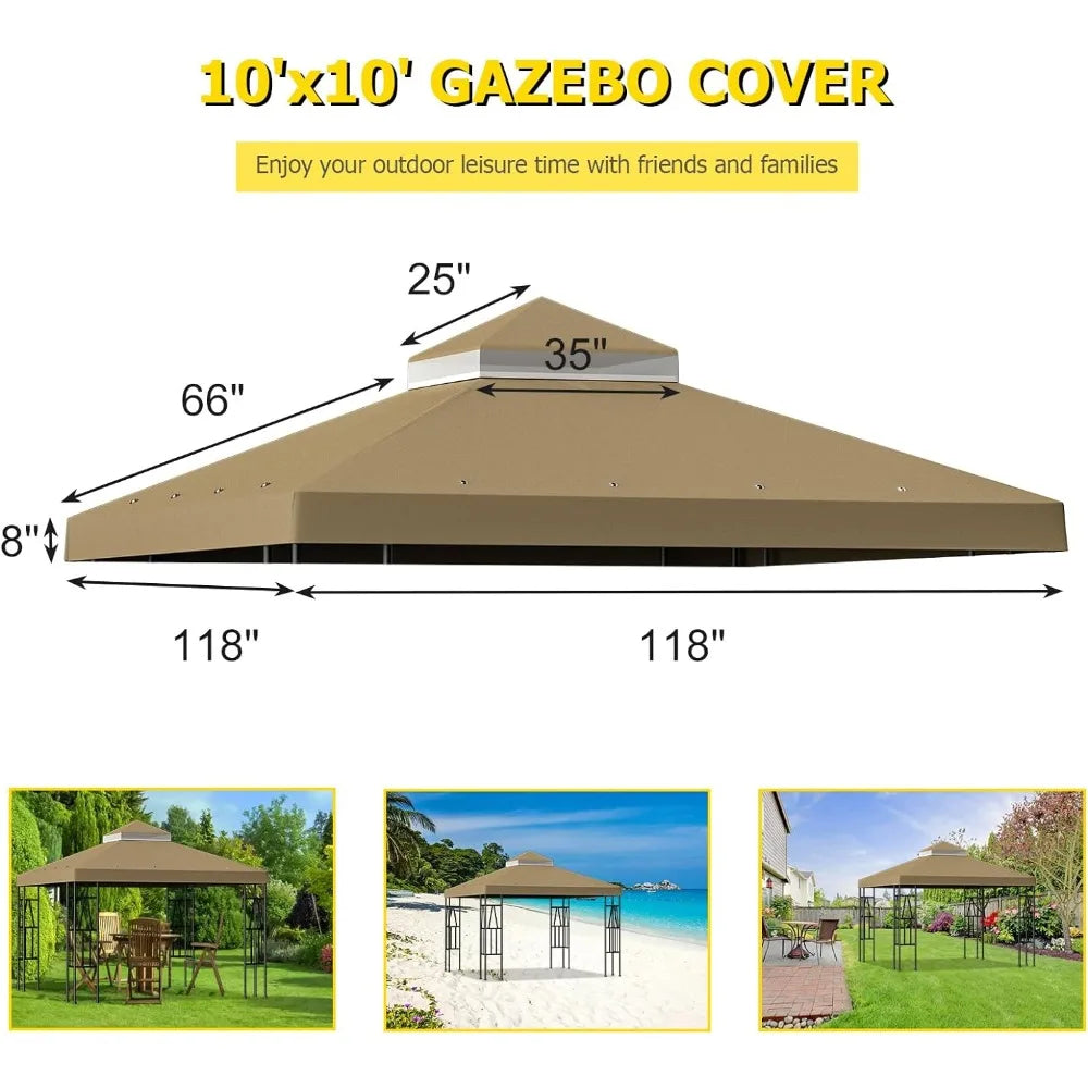 10'x10' Replacement Canopy Top Cover for Gazebo