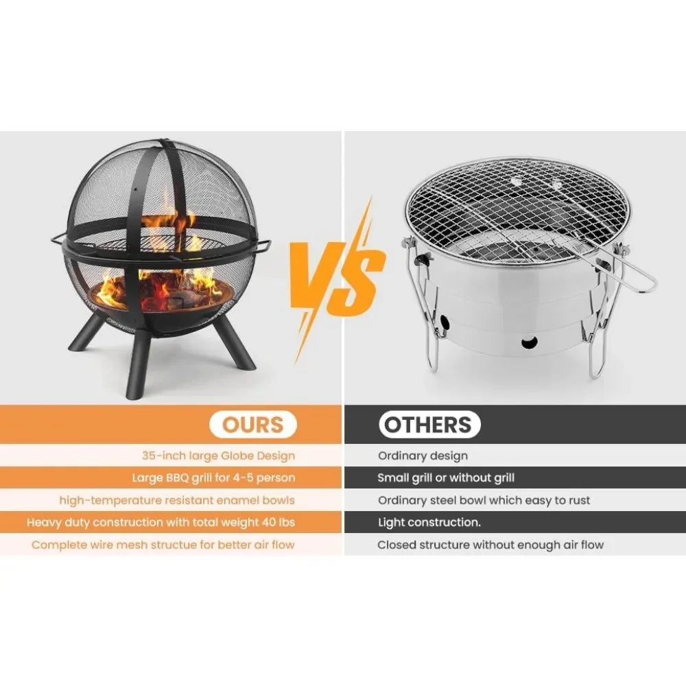 Fire Pit  Outdoor Fire with BBQ Grill