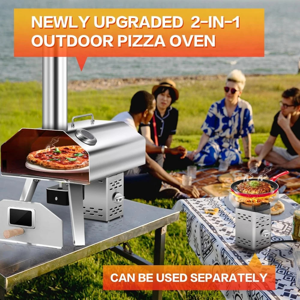 2-in-1 Outdoor Pizza Oven,12" Propane