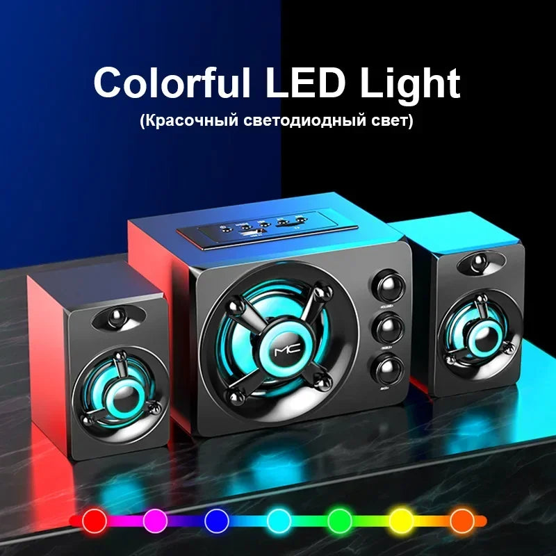 Audio Home Theater Surround Sound Bar TV HIFI 3D Stereo Speakers Colorful LED Heavy Light AUX USB Wired Wireless Bluetooth