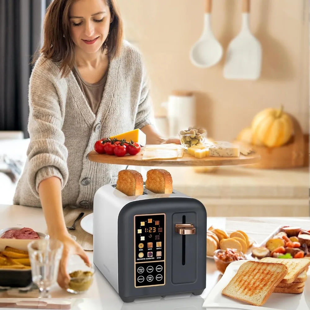 Toaster 2 Slice, Stainless Toaster LCD Display&Touch Buttons