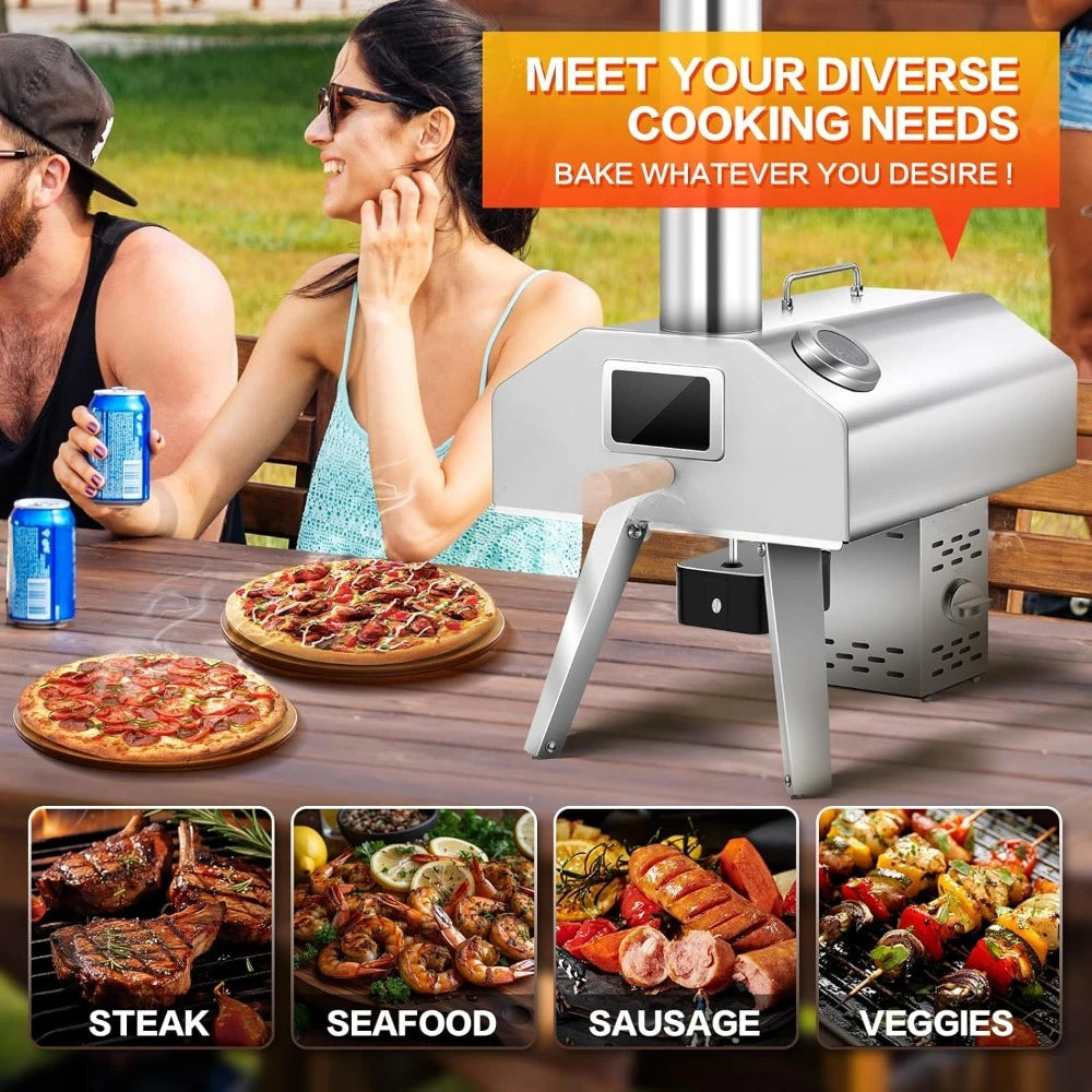 2-in-1 Outdoor Pizza Oven,12" Propane